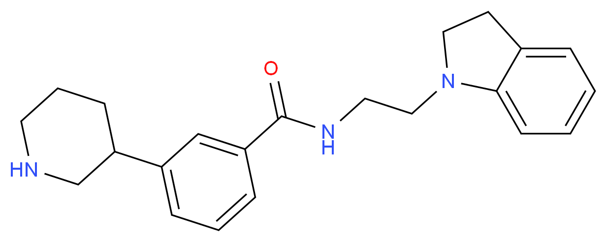 N-[2-(2,3-dihydro-1H-indol-1-yl)ethyl]-3-piperidin-3-ylbenzamide_分子结构_CAS_)