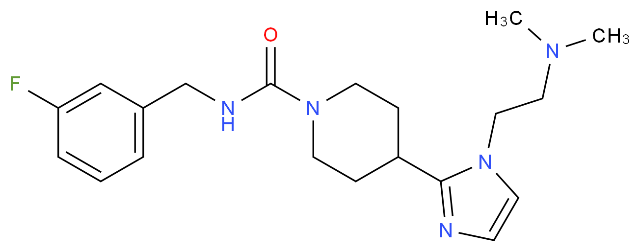 4-{1-[2-(dimethylamino)ethyl]-1H-imidazol-2-yl}-N-(3-fluorobenzyl)piperidine-1-carboxamide_分子结构_CAS_)