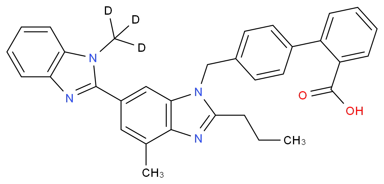 2-[4-({4-methyl-6-[1-(<sup>2</sup>H<sub>3</sub>)methyl-1H-1,3-benzodiazol-2-yl]-2-propyl-1H-1,3-benzodiazol-1-yl}methyl)phenyl]benzoic acid_分子结构_CAS_1189889-44-8