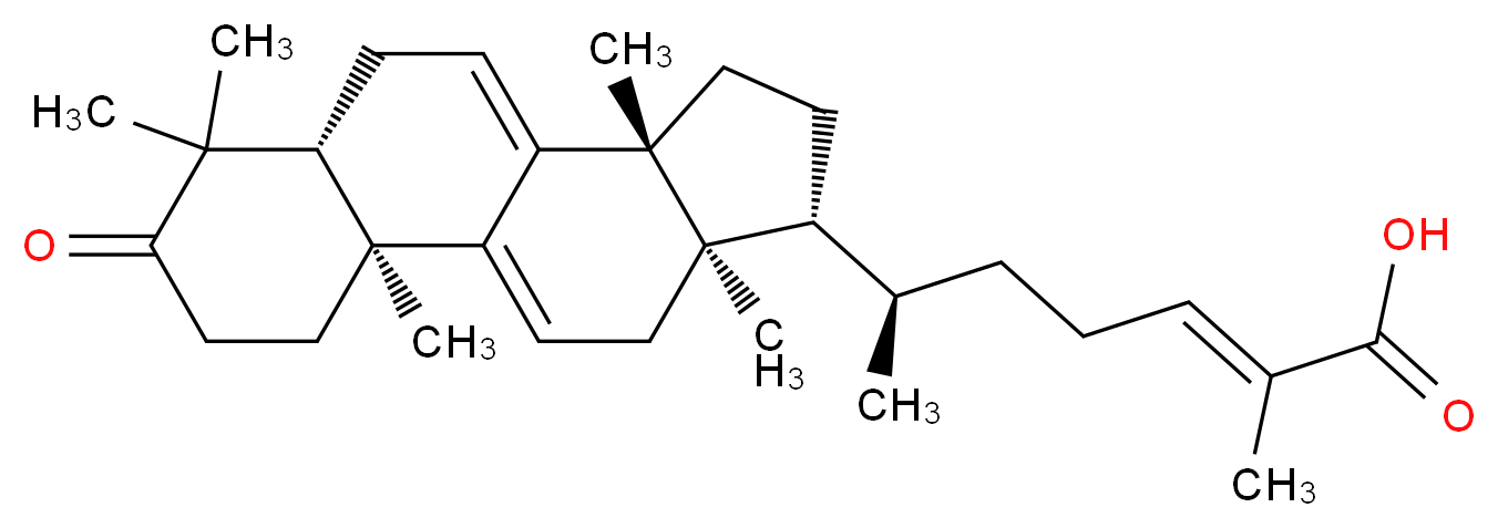 (2E,6R)-2-methyl-6-[(2S,7R,11R,14R,15R)-2,6,6,11,15-pentamethyl-5-oxotetracyclo[8.7.0.0<sup>2</sup>,<sup>7</sup>.0<sup>1</sup><sup>1</sup>,<sup>1</sup><sup>5</sup>]heptadeca-1(17),9-dien-14-yl]hept-2-enoic acid_分子结构_CAS_104759-35-5