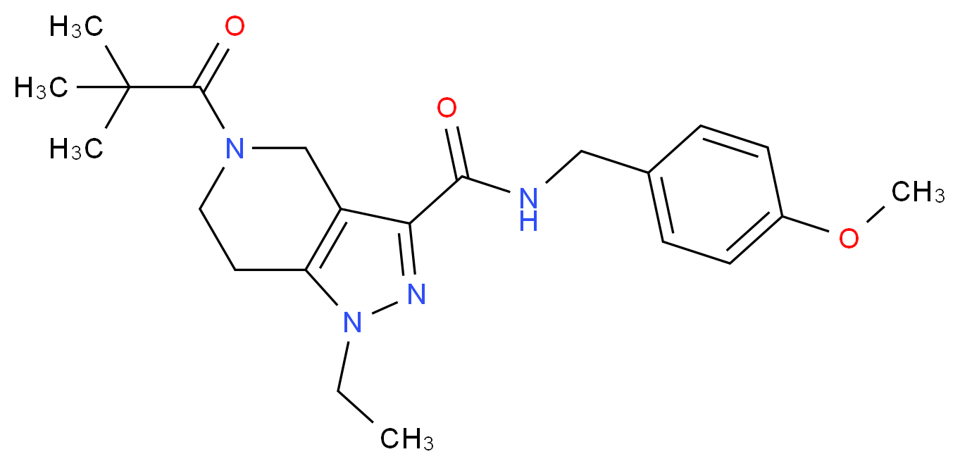 5-(2,2-dimethylpropanoyl)-1-ethyl-N-(4-methoxybenzyl)-4,5,6,7-tetrahydro-1H-pyrazolo[4,3-c]pyridine-3-carboxamide_分子结构_CAS_)