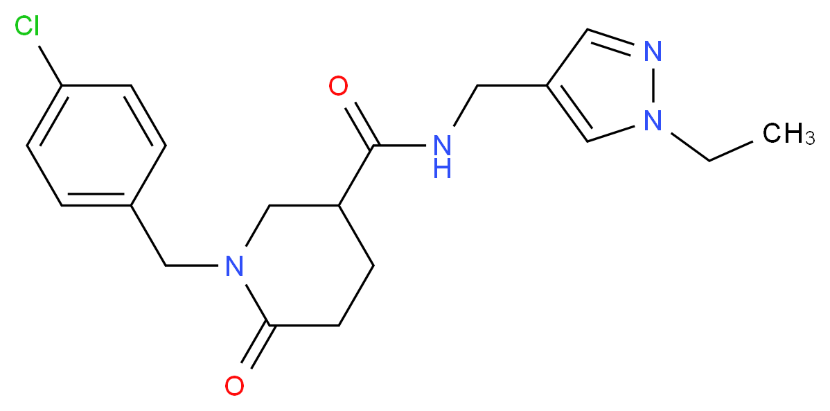 1-(4-chlorobenzyl)-N-[(1-ethyl-1H-pyrazol-4-yl)methyl]-6-oxo-3-piperidinecarboxamide_分子结构_CAS_)