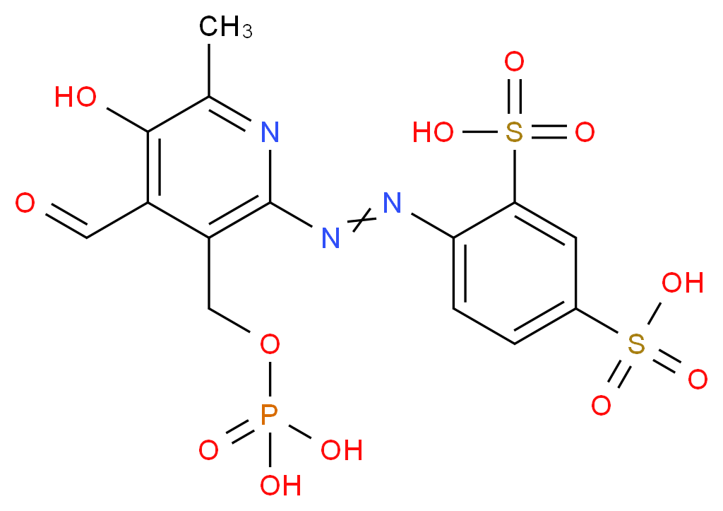 4-(2-{4-formyl-5-hydroxy-6-methyl-3-[(phosphonooxy)methyl]pyridin-2-yl}diazen-1-yl)benzene-1,3-disulfonic acid_分子结构_CAS_149017-66-3