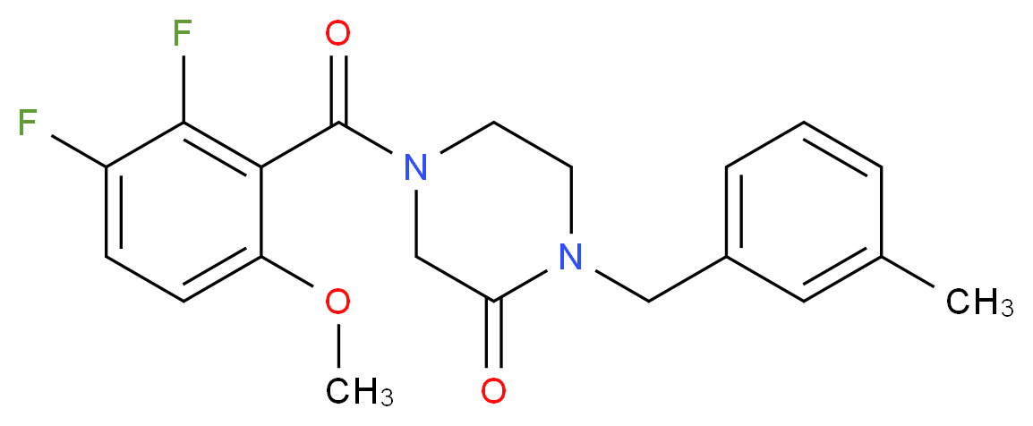 4-(2,3-difluoro-6-methoxybenzoyl)-1-(3-methylbenzyl)-2-piperazinone_分子结构_CAS_)