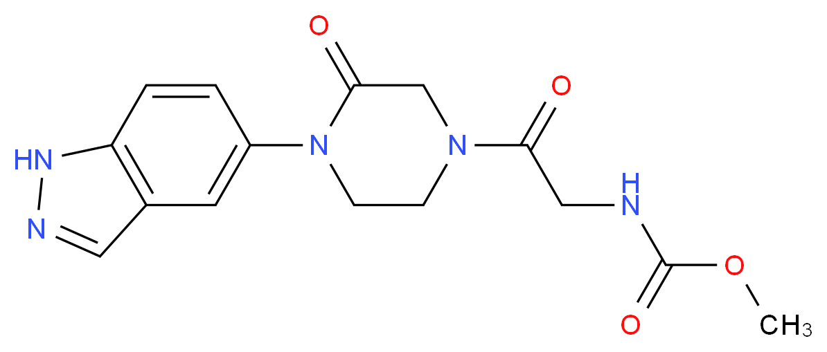 methyl {2-[4-(1H-indazol-5-yl)-3-oxo-1-piperazinyl]-2-oxoethyl}carbamate (non-preferred name)_分子结构_CAS_)