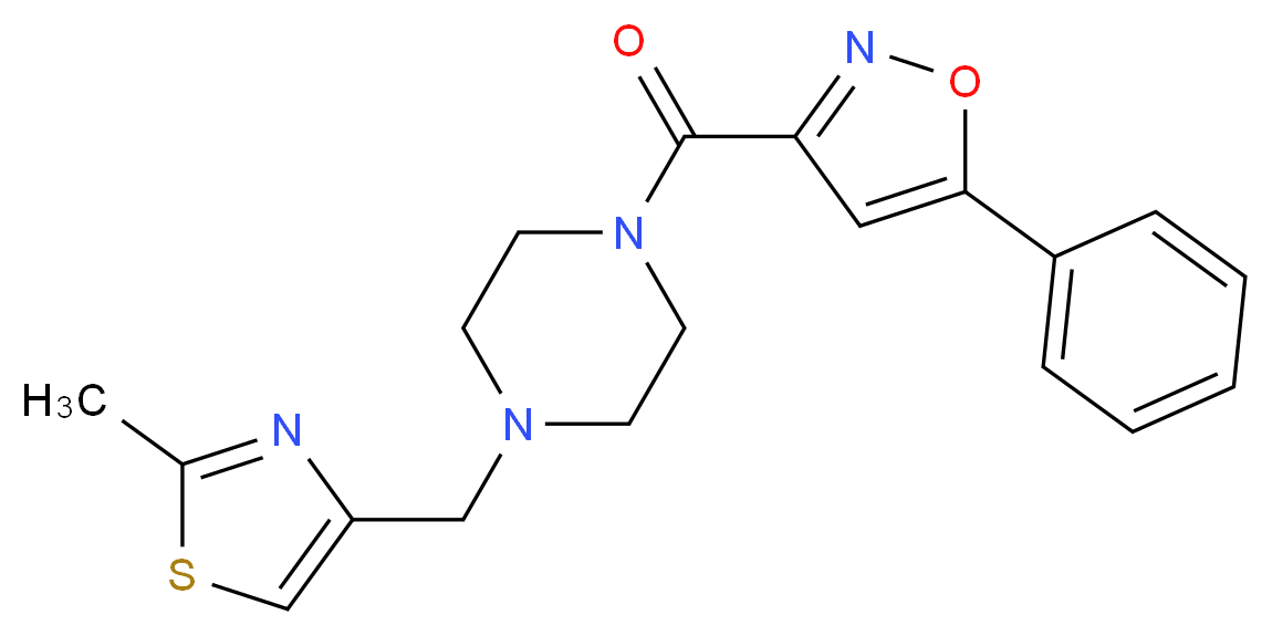 1-[(2-methyl-1,3-thiazol-4-yl)methyl]-4-[(5-phenyl-3-isoxazolyl)carbonyl]piperazine_分子结构_CAS_)