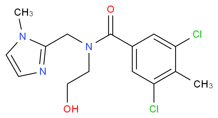 3,5-dichloro-N-(2-hydroxyethyl)-4-methyl-N-[(1-methyl-1H-imidazol-2-yl)methyl]benzamide_分子结构_CAS_)