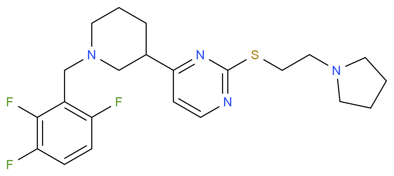 2-{[2-(1-pyrrolidinyl)ethyl]thio}-4-[1-(2,3,6-trifluorobenzyl)-3-piperidinyl]pyrimidine_分子结构_CAS_)