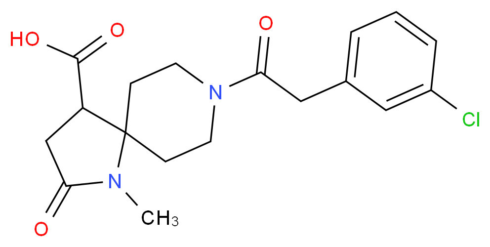8-[(3-chlorophenyl)acetyl]-1-methyl-2-oxo-1,8-diazaspiro[4.5]decane-4-carboxylic acid_分子结构_CAS_)