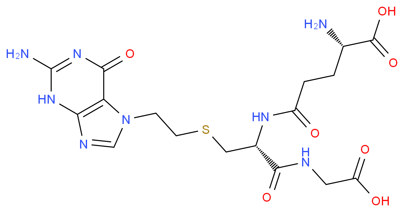 (2S)-2-amino-4-{[(1R)-2-{[2-(2-amino-6-oxo-6,7-dihydro-3H-purin-7-yl)ethyl]sulfanyl}-1-[(carboxymethyl)carbamoyl]ethyl]carbamoyl}butanoic acid_分子结构_CAS_100840-34-4