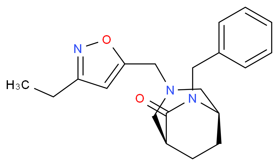 (1S*,5R*)-6-benzyl-3-[(3-ethylisoxazol-5-yl)methyl]-3,6-diazabicyclo[3.2.2]nonan-7-one_分子结构_CAS_)
