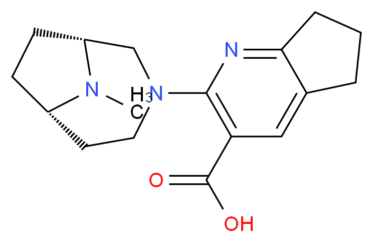 2-[(1R*,6S*)-9-methyl-3,9-diazabicyclo[4.2.1]non-3-yl]-6,7-dihydro-5H-cyclopenta[b]pyridine-3-carboxylic acid_分子结构_CAS_)