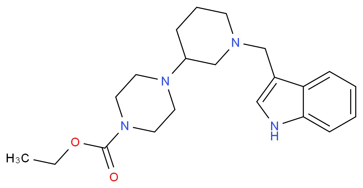 ethyl 4-[1-(1H-indol-3-ylmethyl)-3-piperidinyl]-1-piperazinecarboxylate_分子结构_CAS_)