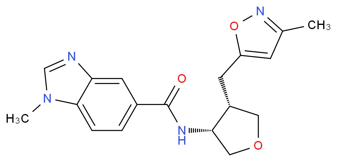 1-methyl-N-{(3R*,4S*)-4-[(3-methylisoxazol-5-yl)methyl]tetrahydrofuran-3-yl}-1H-benzimidazole-5-carboxamide_分子结构_CAS_)