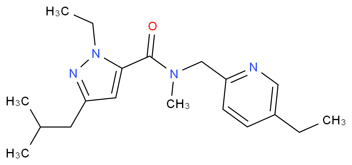 1-ethyl-N-[(5-ethyl-2-pyridinyl)methyl]-3-isobutyl-N-methyl-1H-pyrazole-5-carboxamide_分子结构_CAS_)