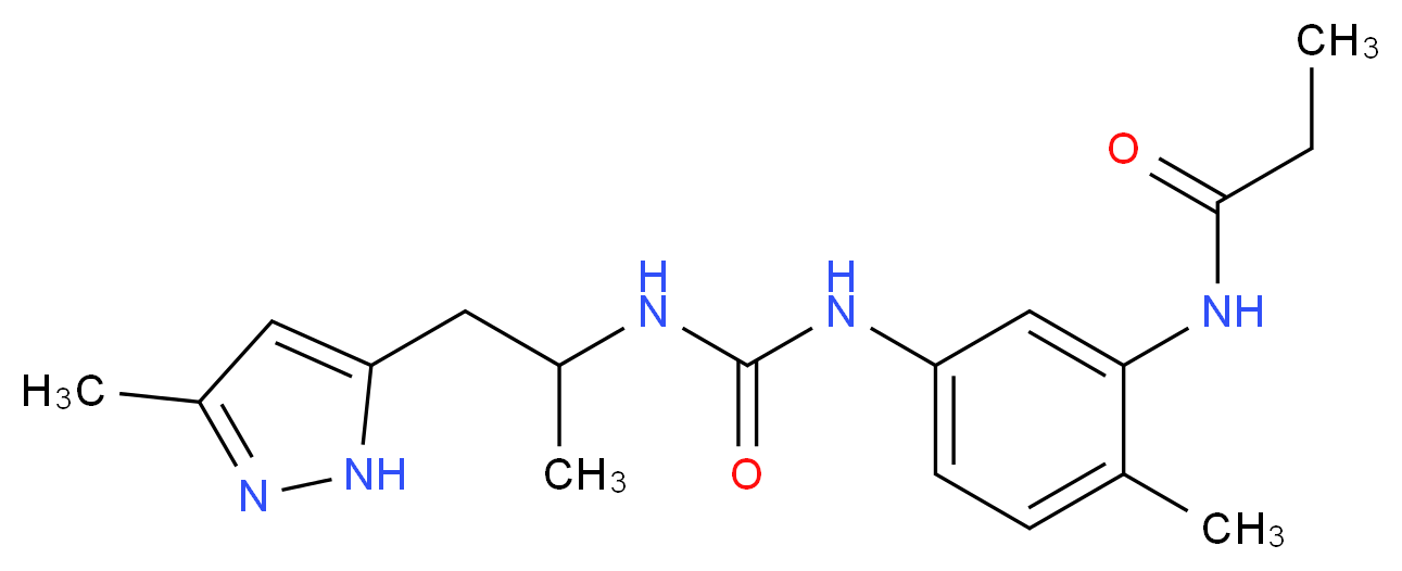 N-{2-methyl-5-[({[1-methyl-2-(3-methyl-1H-pyrazol-5-yl)ethyl]amino}carbonyl)amino]phenyl}propanamide_分子结构_CAS_)