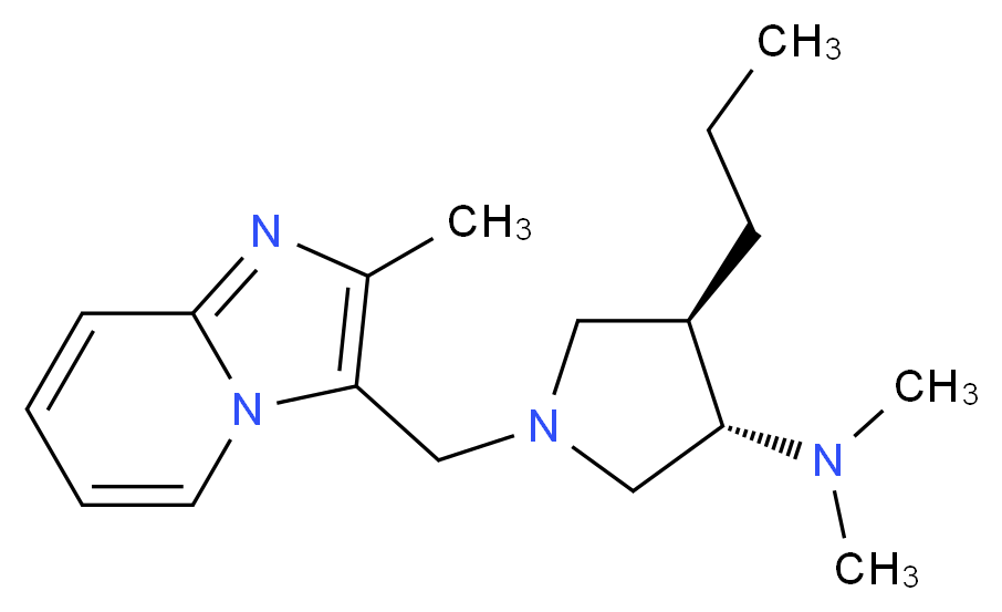 (3S*,4R*)-N,N-dimethyl-1-[(2-methylimidazo[1,2-a]pyridin-3-yl)methyl]-4-propylpyrrolidin-3-amine_分子结构_CAS_)