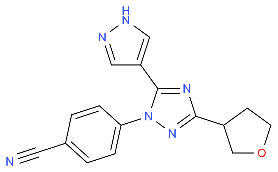 4-[5-(1H-pyrazol-4-yl)-3-(tetrahydrofuran-3-yl)-1H-1,2,4-triazol-1-yl]benzonitrile_分子结构_CAS_)