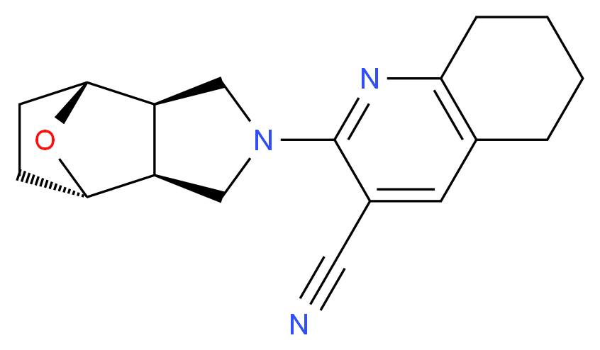 2-[(1R*,2R*,6S*,7S*)-10-oxa-4-azatricyclo[5.2.1.0~2,6~]dec-4-yl]-5,6,7,8-tetrahydro-3-quinolinecarbonitrile_分子结构_CAS_)
