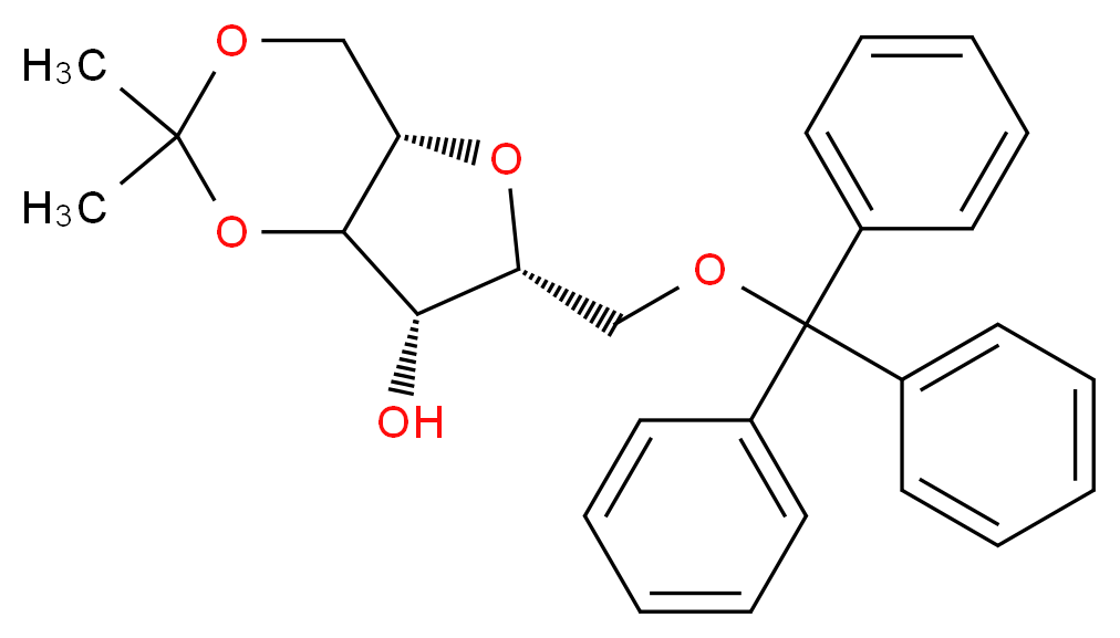 (4aS,6R,7S)-2,2-dimethyl-6-[(triphenylmethoxy)methyl]-hexahydrofuro[3,2-d][1,3]dioxin-7-ol_分子结构_CAS_65758-50-1