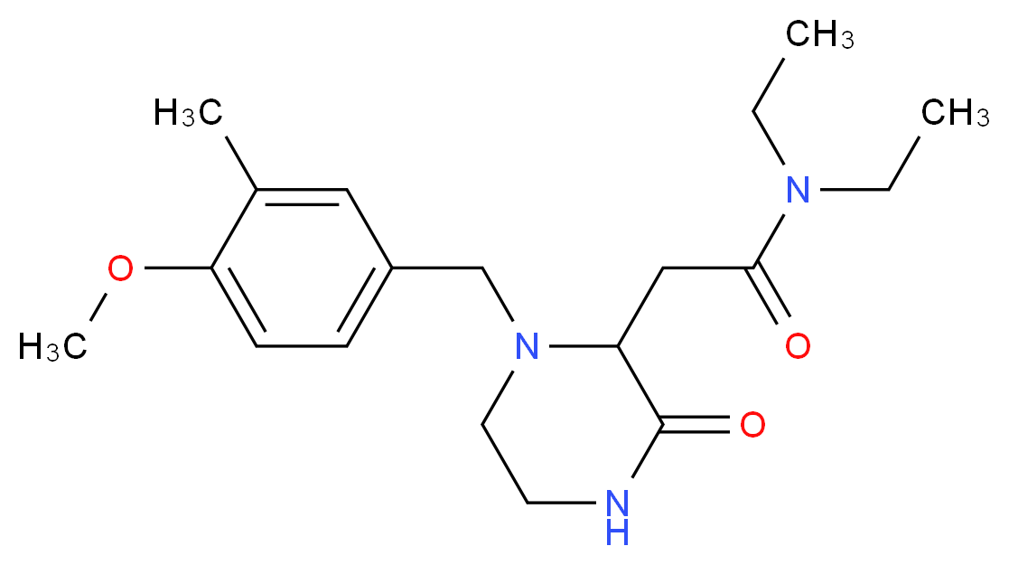 N,N-diethyl-2-[1-(4-methoxy-3-methylbenzyl)-3-oxo-2-piperazinyl]acetamide_分子结构_CAS_)