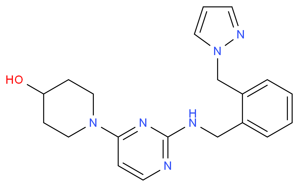 1-(2-{[2-(1H-pyrazol-1-ylmethyl)benzyl]amino}pyrimidin-4-yl)piperidin-4-ol_分子结构_CAS_)