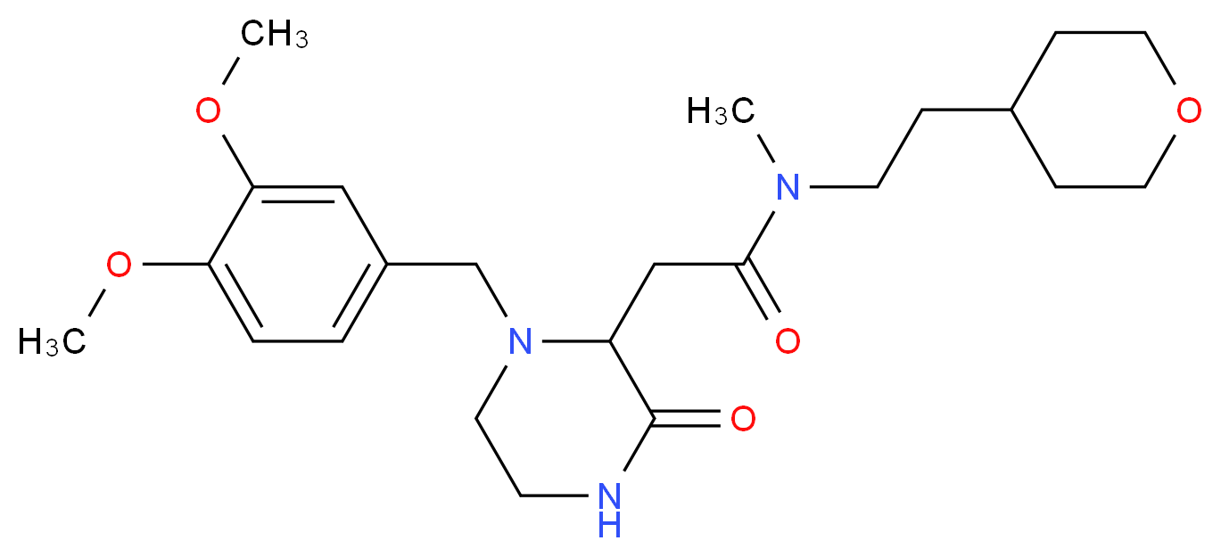 2-[1-(3,4-dimethoxybenzyl)-3-oxo-2-piperazinyl]-N-methyl-N-[2-(tetrahydro-2H-pyran-4-yl)ethyl]acetamide_分子结构_CAS_)
