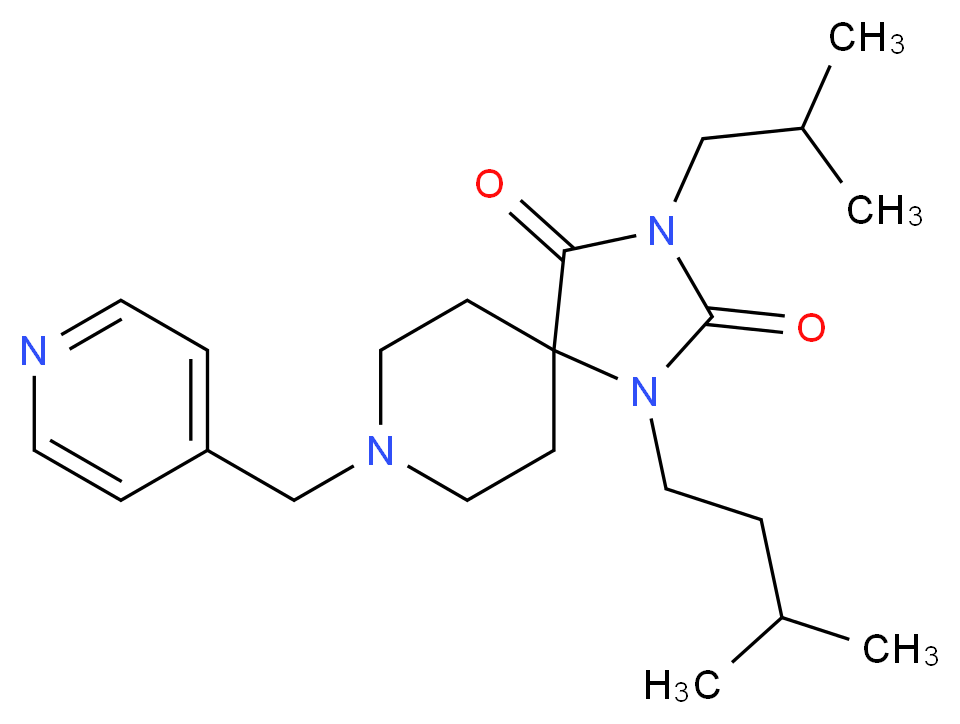 3-isobutyl-1-(3-methylbutyl)-8-(4-pyridinylmethyl)-1,3,8-triazaspiro[4.5]decane-2,4-dione_分子结构_CAS_)
