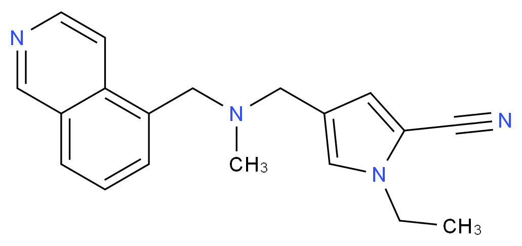 1-ethyl-4-{[(5-isoquinolinylmethyl)(methyl)amino]methyl}-1H-pyrrole-2-carbonitrile_分子结构_CAS_)