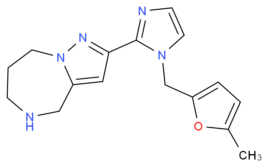 2-{1-[(5-methyl-2-furyl)methyl]-1H-imidazol-2-yl}-5,6,7,8-tetrahydro-4H-pyrazolo[1,5-a][1,4]diazepine_分子结构_CAS_)