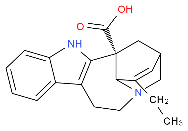 (1R)-17-ethyl-3,13-diazapentacyclo[13.3.1.0<sup>2</sup>,<sup>1</sup><sup>0</sup>.0<sup>4</sup>,<sup>9</sup>.0<sup>1</sup><sup>3</sup>,<sup>1</sup><sup>8</sup>]nonadeca-2(10),4,6,8,16-pentaene-1-carboxylic acid_分子结构_CAS_63944-54-7