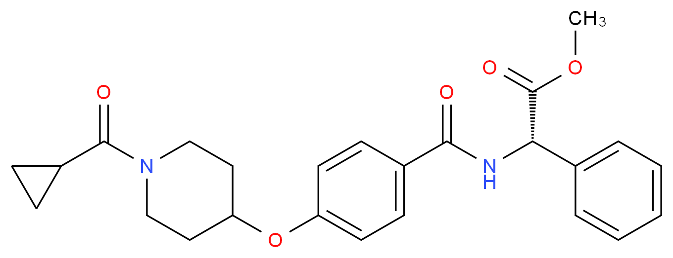 methyl (2S)-[(4-{[1-(cyclopropylcarbonyl)-4-piperidinyl]oxy}benzoyl)amino](phenyl)acetate_分子结构_CAS_)