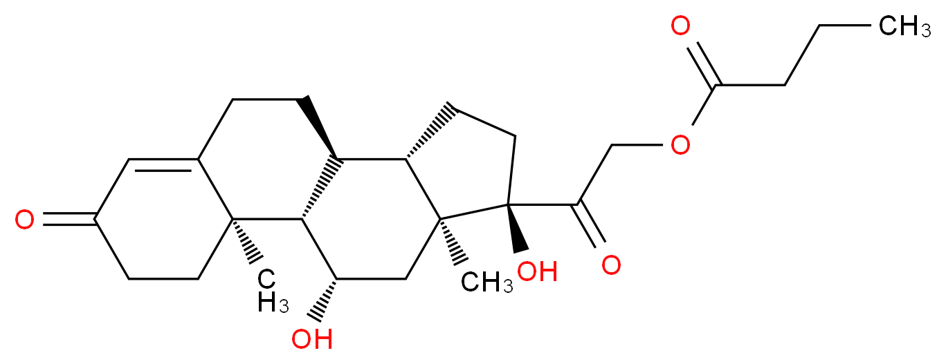 2-[(1S,2R,10S,11S,14R,15S,17S)-14,17-dihydroxy-2,15-dimethyl-5-oxotetracyclo[8.7.0.0<sup>2</sup>,<sup>7</sup>.0<sup>1</sup><sup>1</sup>,<sup>1</sup><sup>5</sup>]heptadec-6-en-14-yl]-2-oxoethyl butanoate_分子结构_CAS_6677-99-2