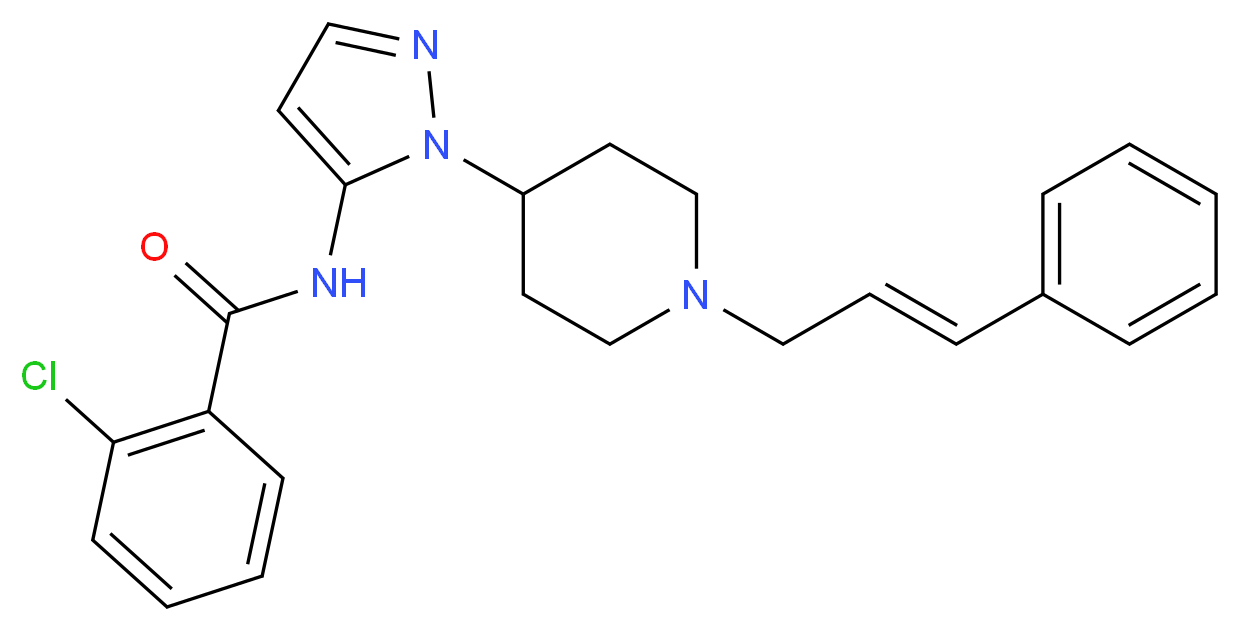 2-chloro-N-(1-{1-[(2E)-3-phenyl-2-propen-1-yl]-4-piperidinyl}-1H-pyrazol-5-yl)benzamide_分子结构_CAS_)
