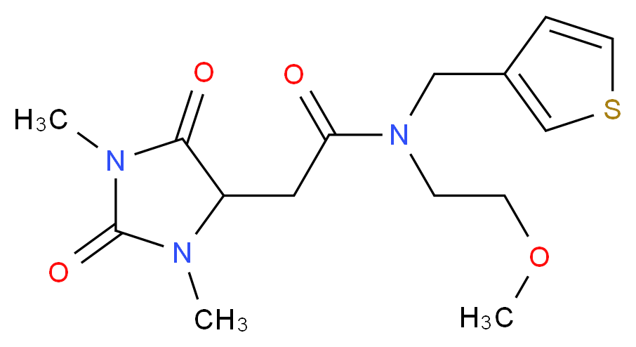 2-(1,3-dimethyl-2,5-dioxo-4-imidazolidinyl)-N-(2-methoxyethyl)-N-(3-thienylmethyl)acetamide_分子结构_CAS_)