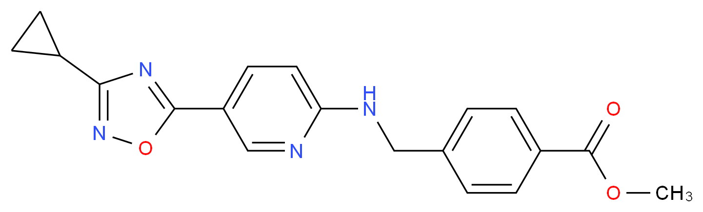 methyl 4-({[5-(3-cyclopropyl-1,2,4-oxadiazol-5-yl)-2-pyridinyl]amino}methyl)benzoate_分子结构_CAS_)