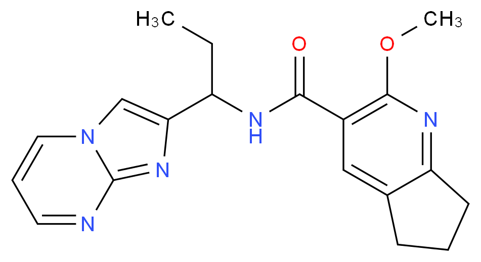 N-(1-imidazo[1,2-a]pyrimidin-2-ylpropyl)-2-methoxy-6,7-dihydro-5H-cyclopenta[b]pyridine-3-carboxamide_分子结构_CAS_)