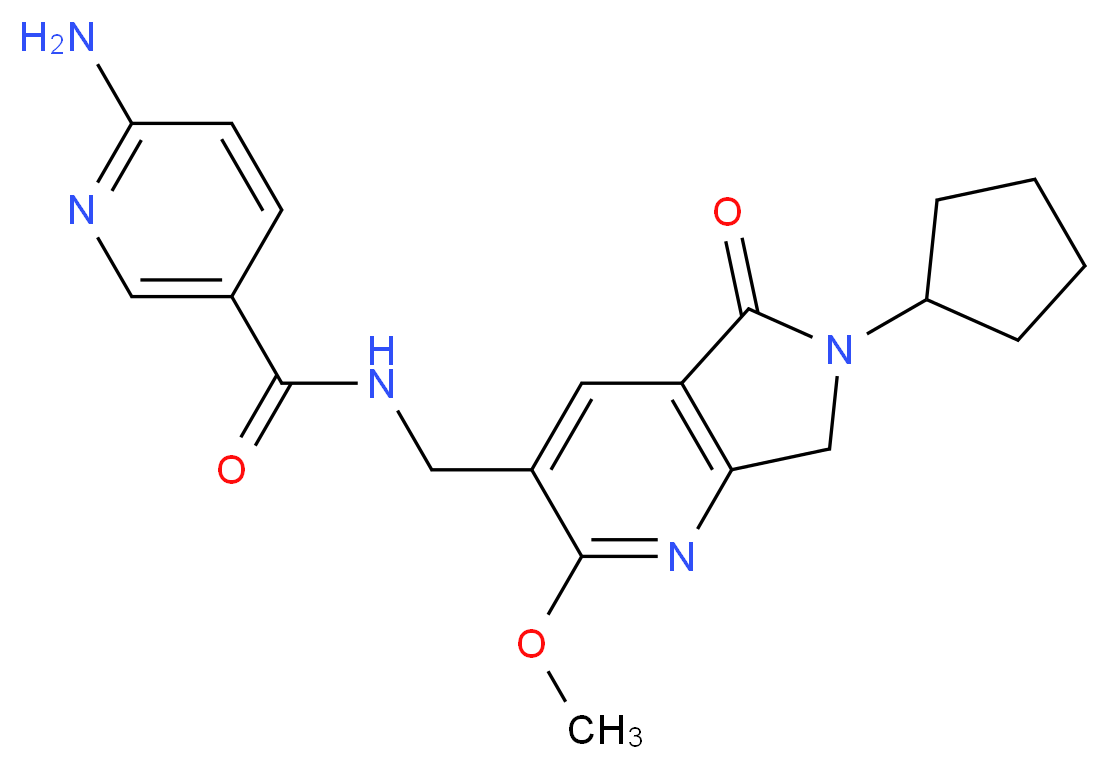 6-amino-N-[(6-cyclopentyl-2-methoxy-5-oxo-6,7-dihydro-5H-pyrrolo[3,4-b]pyridin-3-yl)methyl]nicotinamide_分子结构_CAS_)
