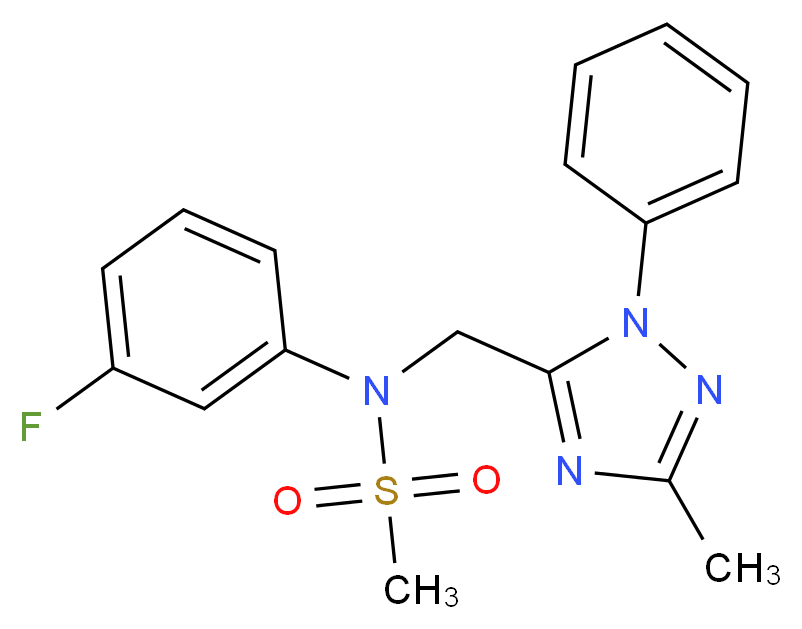 N-(3-fluorophenyl)-N-[(3-methyl-1-phenyl-1H-1,2,4-triazol-5-yl)methyl]methanesulfonamide_分子结构_CAS_)