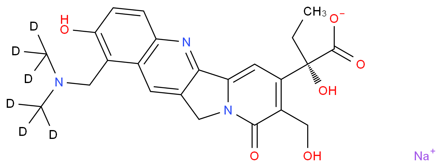 sodium (2S)-2-(1-{[bis(<sup>2</sup>H<sub>3</sub>)methylamino]methyl}-2-hydroxy-8-(hydroxymethyl)-9-oxo-9H,11H-indolizino[1,2-b]quinolin-7-yl)-2-hydroxybutanoate_分子结构_CAS_1263470-27-4