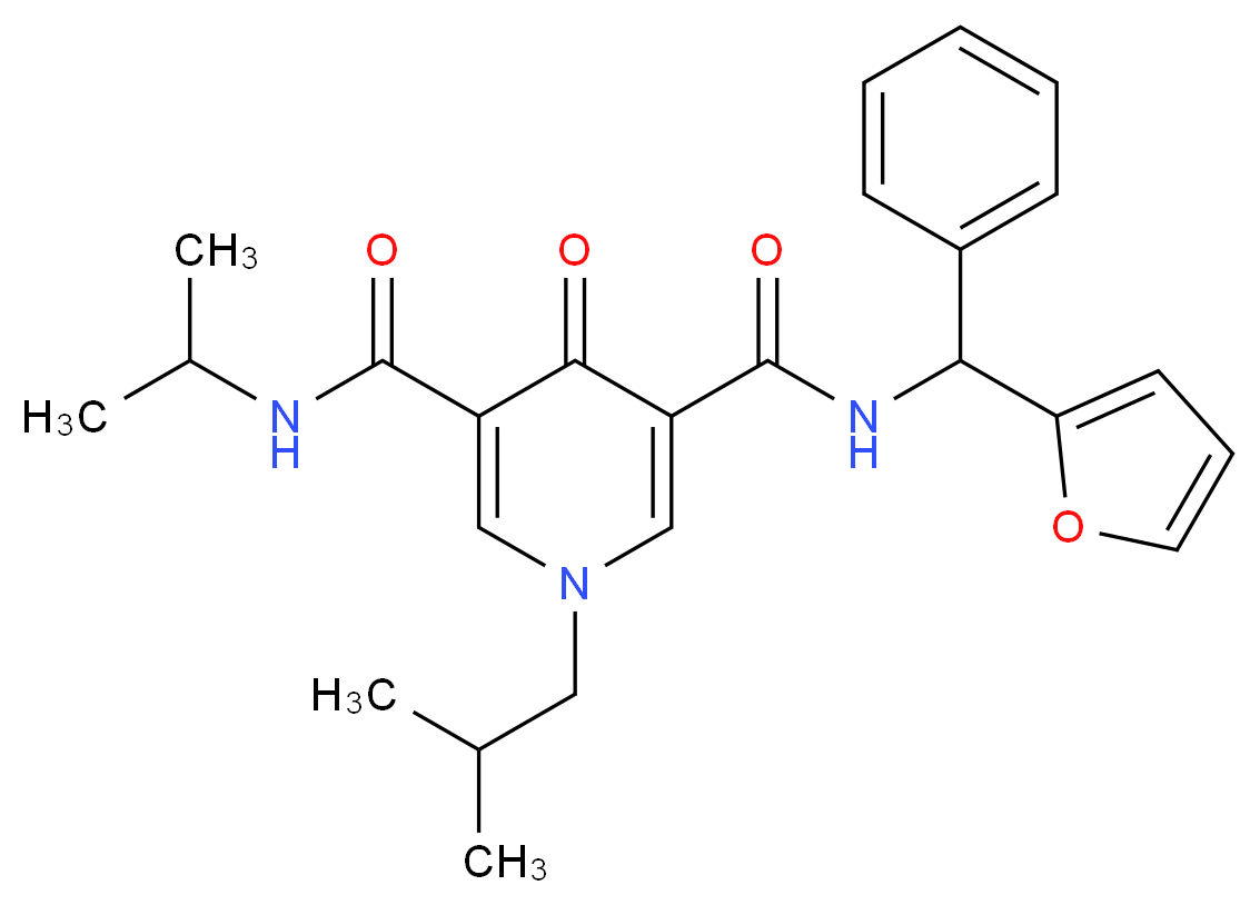 N-[2-furyl(phenyl)methyl]-1-isobutyl-N'-isopropyl-4-oxo-1,4-dihydro-3,5-pyridinedicarboxamide_分子结构_CAS_)