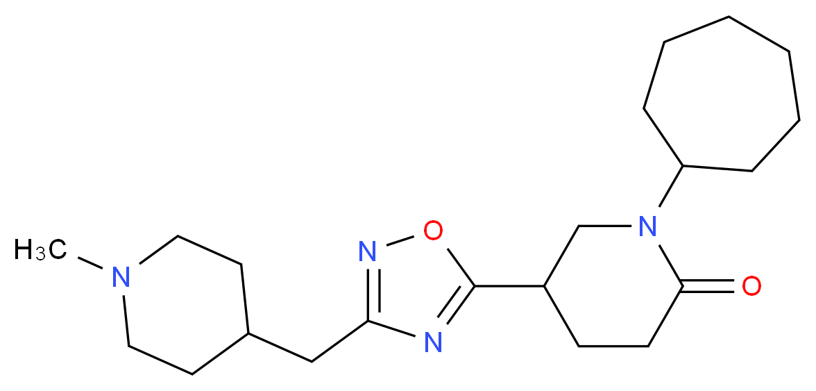 1-cycloheptyl-5-{3-[(1-methyl-4-piperidinyl)methyl]-1,2,4-oxadiazol-5-yl}-2-piperidinone_分子结构_CAS_)
