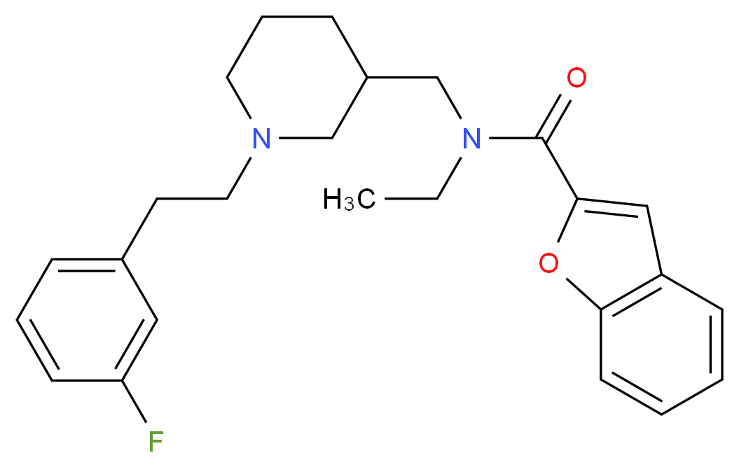 N-ethyl-N-({1-[2-(3-fluorophenyl)ethyl]-3-piperidinyl}methyl)-1-benzofuran-2-carboxamide_分子结构_CAS_)