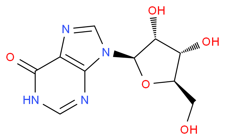 9-[(2R,3R,4S,5R)-3,4-dihydroxy-5-(hydroxymethyl)oxolan-2-yl]-6,9-dihydro-1H-purin-6-one_分子结构_CAS_58-63-9