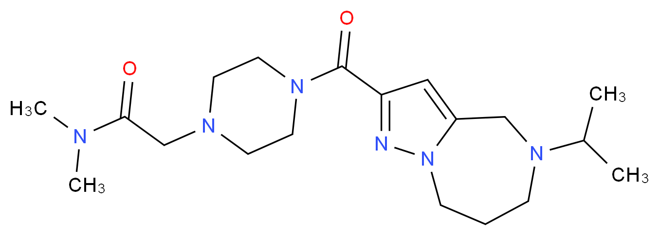 2-{4-[(5-isopropyl-5,6,7,8-tetrahydro-4H-pyrazolo[1,5-a][1,4]diazepin-2-yl)carbonyl]piperazin-1-yl}-N,N-dimethylacetamide_分子结构_CAS_)