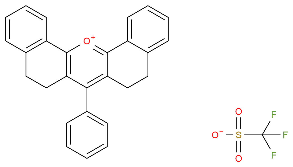 13-phenyl-2$l^{4}-oxapentacyclo[12.8.0.0^{3,12}.0^{4,9}.0^{17,22}]docosa-1,3(12),4(9),5,7,13,17,19,21-nonaen-2-ylium trifluoromethanesulfonate_分子结构_CAS_73377-38-5