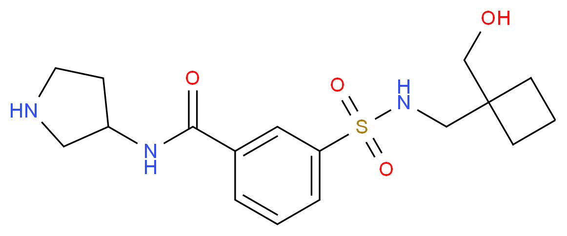 3-[({[1-(hydroxymethyl)cyclobutyl]methyl}amino)sulfonyl]-N-pyrrolidin-3-ylbenzamide_分子结构_CAS_)