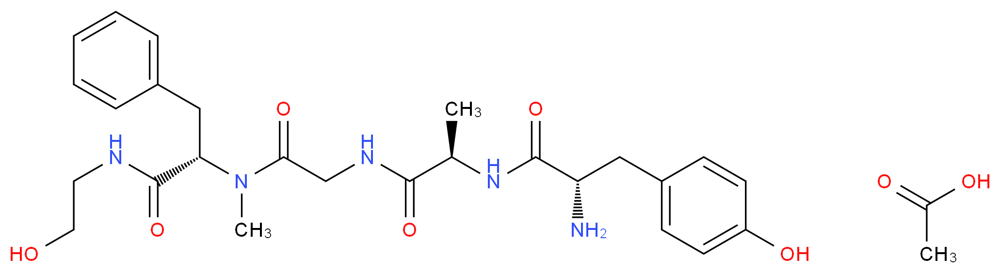 (2S)-2-{2-[(2R)-2-[(2S)-2-amino-3-(4-hydroxyphenyl)propanamido]propanamido]-N-methylacetamido}-N-(2-hydroxyethyl)-3-phenylpropanamide; acetic acid_分子结构_CAS_100929-53-1