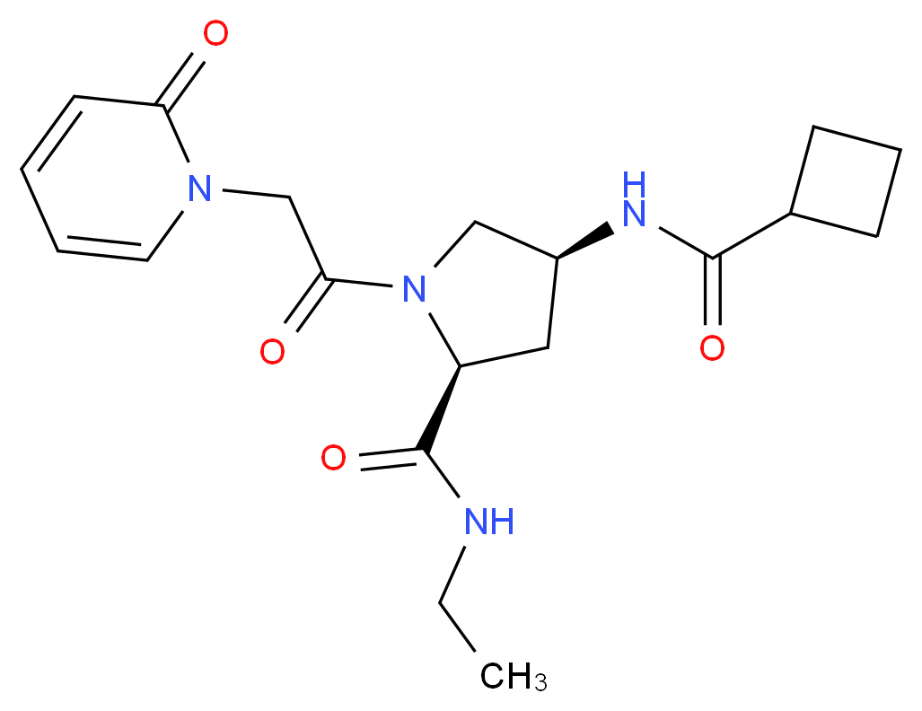 (4S)-4-[(cyclobutylcarbonyl)amino]-N-ethyl-1-[(2-oxopyridin-1(2H)-yl)acetyl]-L-prolinamide_分子结构_CAS_)