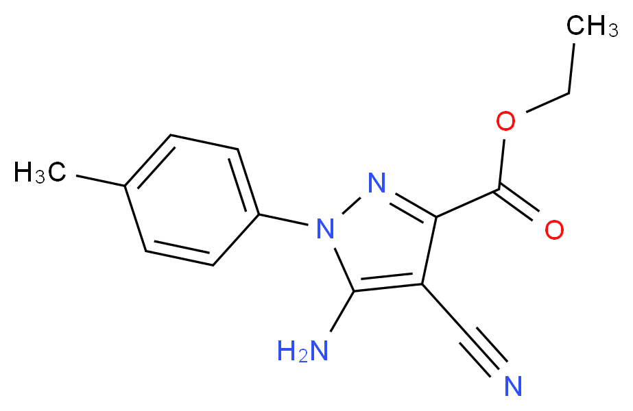 ethyl 5-amino-4-cyano-1-(4-methylphenyl)-1H-pyrazole-3-carboxylate_分子结构_CAS_152992-58-0